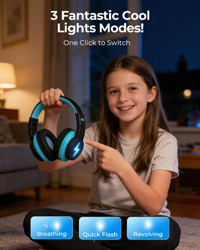 Miniatura 4 de seenda Auriculares Bluetooth para Niños Varones, JCH-01 Auriculares Inalámbricos para Niños para Escuela, Volumen Limitado 85/94dB, 45H