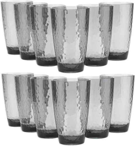Miniatura 13 de KOXIN-KARLU Hammered - Vasos de plástico de 26 onzas, juego de 6 vasos acrílicos transparentes