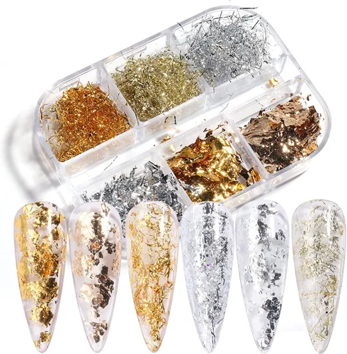 Miniatura 5 de Lámina de uñas con purpurina, diseño holográfico de lentejuelas de papel de aluminio ultrafino, láminas metálicas 3D brillantes, suministros