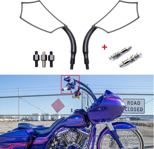 Miniatura 7 de JMTBNO Espejos retrovisores traseros negros de 8 mm para motocicletas Fits para Road King, Street Glide, Softail, Electra Glide, Road Glide, Dyna