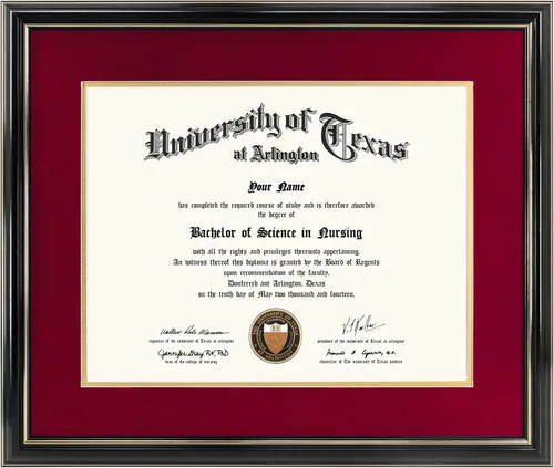 Miniatura 25 de GraduationMall Marco de diploma de certificado de 8.5 x 11, madera maciza y vidrio templado, acabado negro con ribete dorado