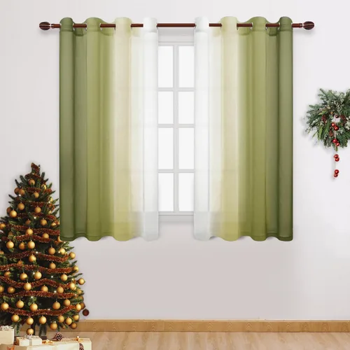 Miniatura 45 de DWCN Cortinas Transparentes de Lino Sintético Negro Degradado Ombré - Cortinas Semi Transparentes de Gasa con Ojales en la Parte Superior