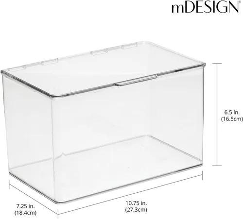 Miniatura 5 de mDesign Juego de 2 cajas de almacenamiento con tapas – Cajas de almacenamiento apilables de plástico para guardería – Práctico juego de cajas