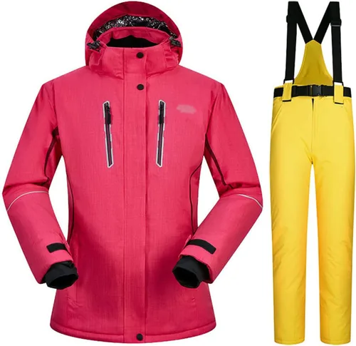 Miniatura 13 de Conjunto de chaquetas y pantalones de esquí para mujer, invierno al aire libre, talla grande, trajes de esquí cálidos con capucha, trajes de nieve E
