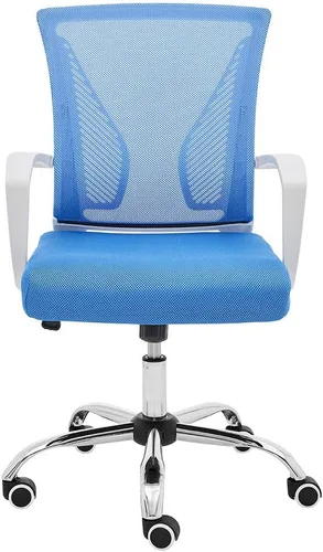 Modern Home Zuna Silla de oficina con respaldo medio, respaldo ergonómico de malla con respaldo de malla (blanco/azul)