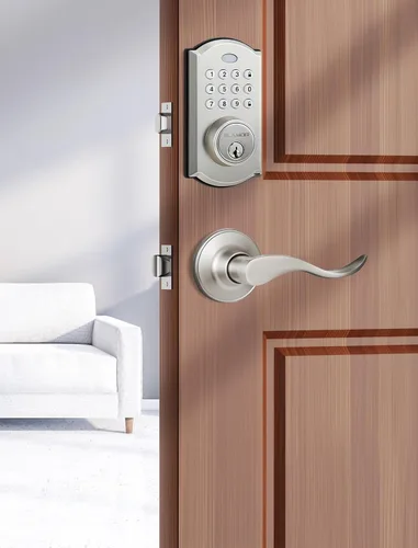 Miniatura 10 de ELAMOR M19 - Cerradura de puerta de entrada sin llave con 2 manijas de palanca, bloqueo automático, 50 códigos de usuario