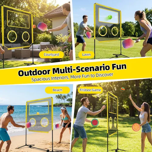 Miniatura 7 de Juego de Paletas para Interiores con Red, Set de Pickleball Portátil con Red para Diversión Familiar o Individual, Todo en Uno Deportes al Aire