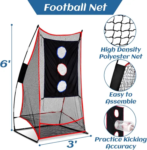 Miniatura 2 de 3x6FT Football Net with Throwing Target Strike Zone for Kicking Punting and QB Accuracy Training Portable Football Practice Equipment with Steel