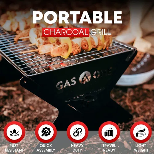 Miniatura 3 de GasOne - Parrilla de carbón portátil de 15 pulgadas – Parrilla BBQ plegable – Parrillas de camping para patio trasero, hoguera, patio – Hoyo