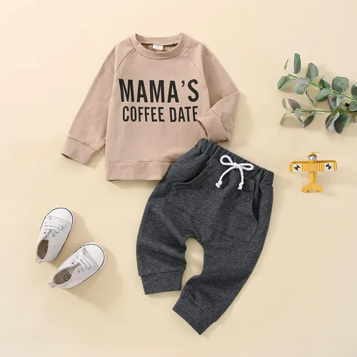 Miniatura 120 de Ropa de bebé niño 3 6 9 12 18 24M 3T Conjunto de pantalones con capucha patchwork sudadera con capucha pantalones de rayas traje de otoño invierno