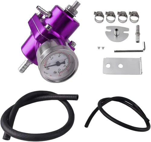 Miniatura 10 de BARTOO Kit universal de regulador de presión de combustible ajustable, regulador de combustible de aluminio, regulador de presión de inyección