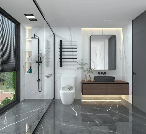 Miniatura 3 de ANDY STAR Espejo de baño negro para pared, espejo rectangular redondeado de 22 x 30 pulgadas, espejo de tocador de baño negro mate, espejo de pared