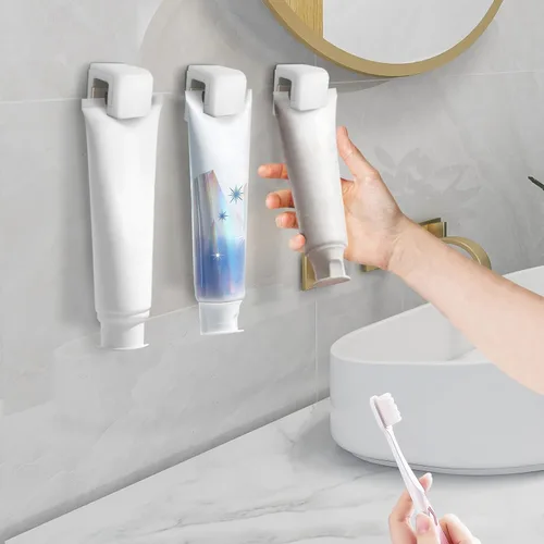 Miniatura 7 de 4 soportes para pasta de dientes, clip de limpiador facial, gancho de pared adhesivo para colgar limpiador, toalla, llavero, soporte de gancho