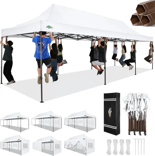 Miniatura 24 de COBIZI Tienda de campaña desplegable resistente de 10 x 10 con 4 paredes laterales extraíbles, toldo desplegable Ez con bolsa portátil, carpa