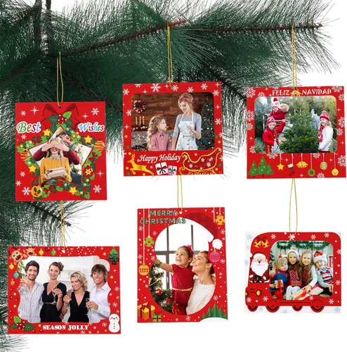 Miniatura 2 de Zonon 30 marcos de fotos de Navidad, marcos de fotos familiares, adornos colgantes para árbol de Navidad, fiesta de Año Nuevo, mejores deseos