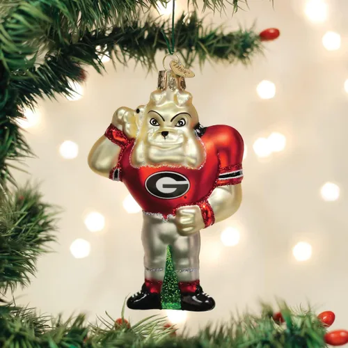 Miniatura 5 de Old World Christmas University of Georgia Hairy Dawg - Adorno de cristal soplado para árbol de Navidad, decoración navideña hecha a mano, colección