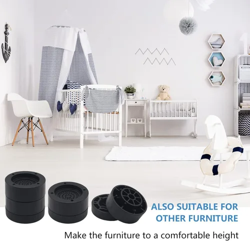 Miniatura 6 de 4 juegos de elevadores redondos negros para muebles, elevadores de cama resistentes, altura de 1 pulgada, 2 pulgadas, 3 pulgadas, elevadores de cama