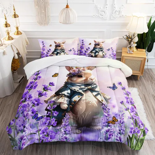 Miniatura 13 de Juego de edredón de unicornio para niñas, juego de ropa de cama de mariposa, juego de edredón de arco iris, tamaño individual con 1 edredón y 2