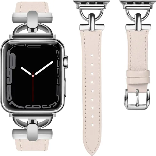 Miniatura 19 de Wearlizer Correa de cuero compatible con correas de Apple Watch para mujeres de 1.614 in, 1.575 in, 1.496 in, 1.929 in, 1.811 in, 1.772 in, 1.732