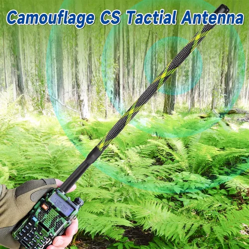 Miniatura 5 de Bingfu Doble banda VHF UHF 136-520MHz 18.7 pulgadas plegable camuflaje CS táctico SMA hembra jamón antena de radio para BaoFeng UV-5R UV-82 BF-F8HP