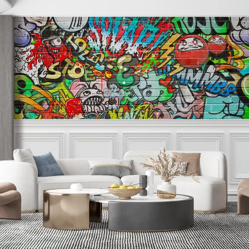 Miniatura 110 de SIGNFORD - Papel tapiz de colorido diseño de graffiti, removible para dormitorio o sala de estar, 100 x 144 pulgadas Graffitis-1911-m04