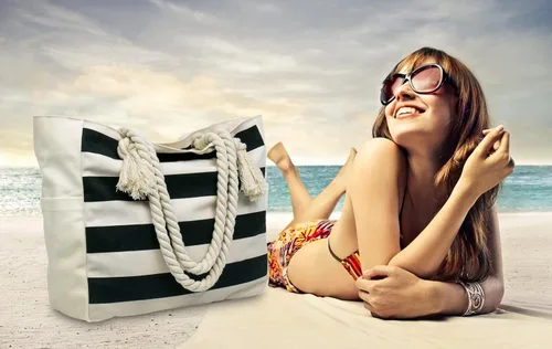Miniatura 3 de Malirona Bolso grande de viaje a la playa con asa de cuerda de algodón, XL, Casual
