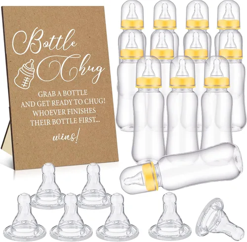Miniatura 27 de TrelaCo Safari Cool Baby Shower Games Bottle Chug Sign Wooden Jungle Animals Set de regalo para revelación de género suministros de fiesta y 12
