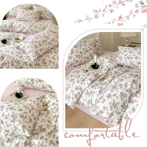 Miniatura 3 de BHUSB - Juego de funda de edredón para cama individual o queen para niños, 100 % algodón, 3 piezas, reversible, juego completo de ropa de cama