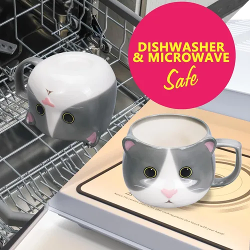 Miniatura 4 de Taza de Gato ToCooTo 14 oz Linda Taza de Té de Cerámica 3D de Porcelana para Mujeres, Regalos Kawaii para Amantes de los Gatos, Navidad