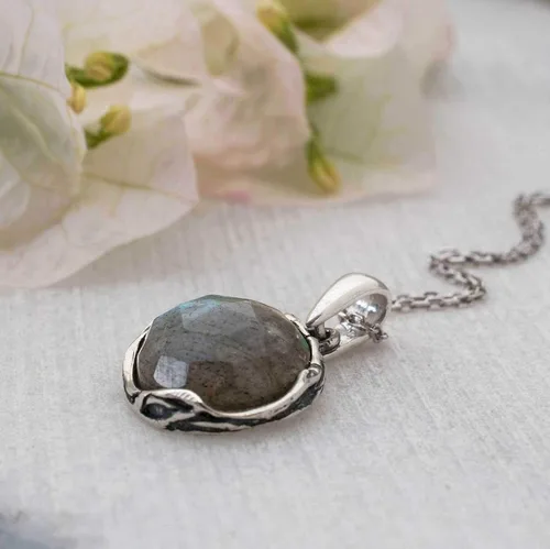 Miniatura 21 de 925 Sterling Silver Gemstone Necklace Women - Gemstone Pendant Necklace Silver- Birthstone Necklace - Silver Jewelry for Women- Minimalist Jewelry