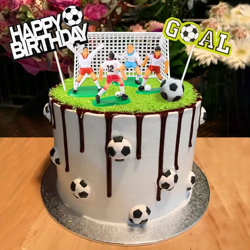 Miniatura 6 de 19 piezas de decoración de pastel de fútbol – decoración temática de jugador de fútbol para fiesta de fútbol, suministros de fiesta de cumpleaños