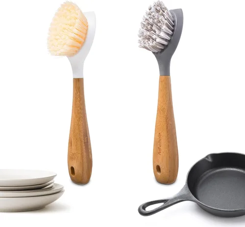 Miniatura 11 de Full Circle Tenacious C Cepillo y raspador de platos de bambú de hierro fundido – Cepillo duradero para cocina, ollas, sartenes y hierro fundido