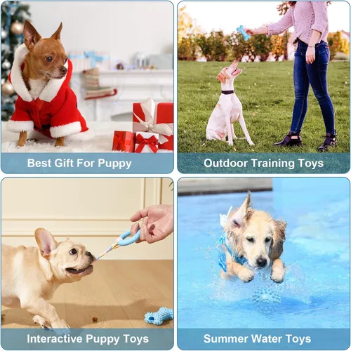 Miniatura 4 de Paquete de 6 juguetes masticables para cachorros, lindos juguetes azules para perros pequeños, juguetes para cachorros, juguetes para dentición