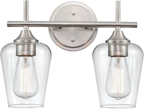 Miniatura 6 de ML Lighting Ashford - 3 tocador de baño ligero, 10.25 pulgadas de alto y 22 pulgadas de ancho, acabado de níquel cepillado cepillado níquel