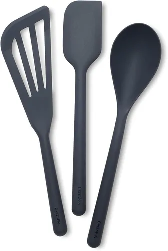 Miniatura 8 de GreenPan Juego de utensilios de cocina de silicona de 5 piezas, cuchara ranurada y sólida, volteador, espátula, batidor, herramientas de cocina Azul