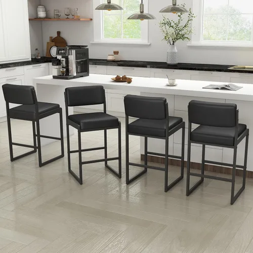 Miniatura 61 de SAECKBERG Taburetes de bar modernos de altura de mostrador, sillas de barra de 26 pulgadas de altura con respaldo, taburetes tapizados, taburetes