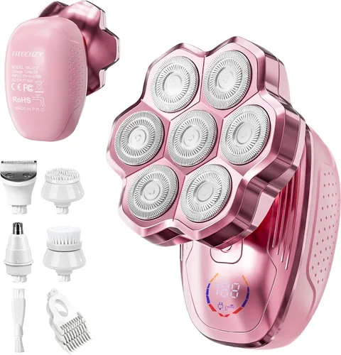 Miniatura 10 de Maquinilla de afeitar eléctrica para hombres, afeitadoras de cabeza para hombres calvos, maquinillas de afeitar eléctricas 5 en 1 con afeitadora