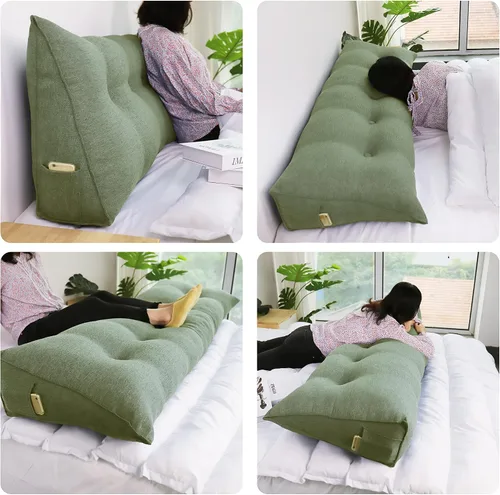 Miniatura 3 de VERCART Almohada de cuña triangular para cabecero de cama, almohada de cuña para cama de descanso, almohada de lectura, relleno de hueco, cojín