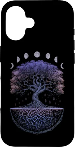 Miniatura 31 de Funda para iPhone 11 Pro Max Yggdrasil nórdico árbol de la vida vikinga fases de la luna