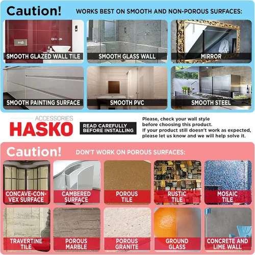 Miniatura 9 de HASKO Accessories - Potentes Ganchos con Ventosa de Succión al Vacío - Organizador para Toalla, Albornoz y Esponja - Fuertes Ganchos de Acero cromado
