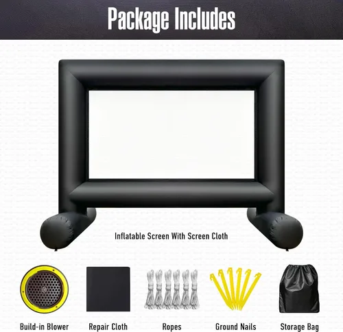 Miniatura 4 de Pantalla de proyector de película inflable para exteriores de 14 pies con ventilador integrado que soporta proyección frontal y trasera, pantalla