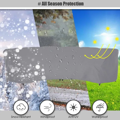 Miniatura 6 de Funda de sofá curvada impermeable para muebles de exterior, sofá de media luna, protector con cordón elástico resistente al viento para patio