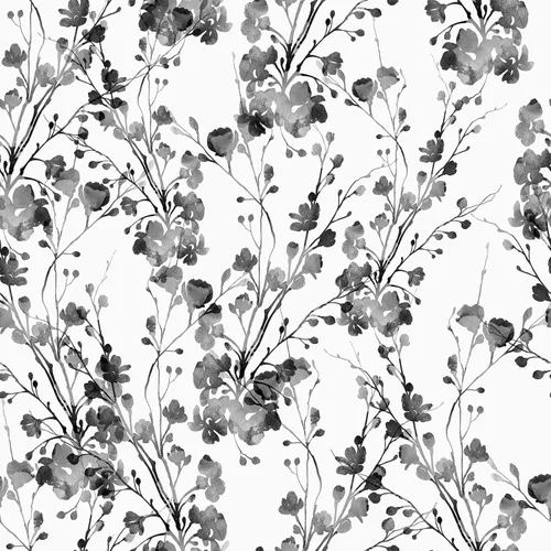 VEELIKE Chinoiserie - Papel tapiz floral bohemio para despegar y pegar en blanco y negro, 17.7 x 118 pulgadas, decoración de pared autoadhesivo,