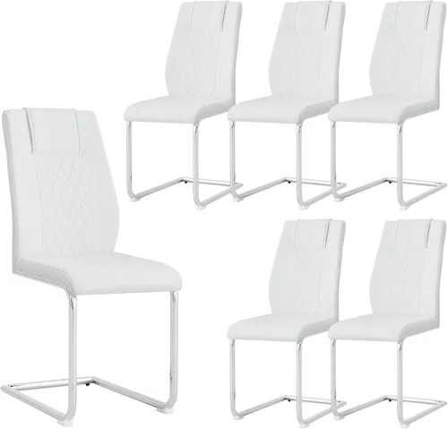 Miniatura 12 de Sillas De Comedor - Juego de 4 sillas de comedor modernas para cocina, con asiento tapizado de piel sintética, patas de metal con respaldo alto