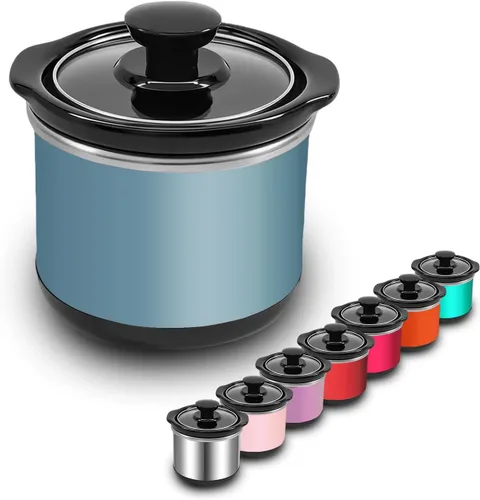 Miniatura 12 de Mini olla de cocción lenta, capacidad de 0.65 cuartos de galón, olla pequeña de cocción lenta, olla de cerámica, reducción de pérdida de nutrientes