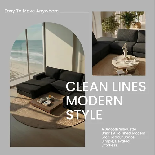 Miniatura 5 de Sofá seccional modular, 120.47" Sofá seccional moderno en forma de nube con chaise en L, cómodo sofá mullido de corduroy con asiento profundo, sofás