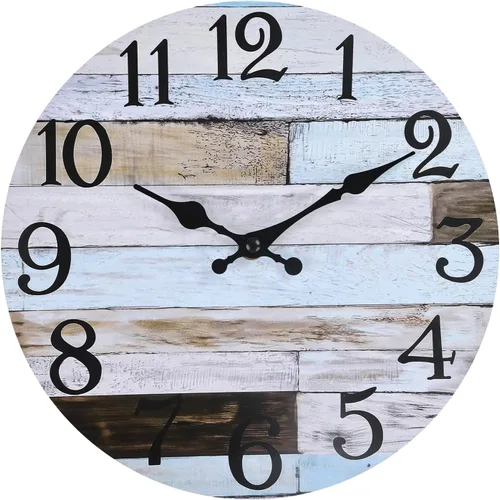 Reloj de pared de diseño rústico, silencioso, sin tictac, redondo, decorativo, funciona con pilas, relojes de pared vintage para granja, oficina, A20