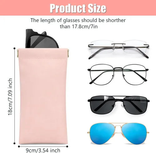 Miniatura 2 de Sightor Funda para lentes de sol, 2 piezas de fundas suaves para gafas para mujer, portátil, de cuero, con parte superior apretada