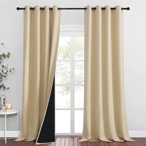 Miniatura 12 de RYB HOME Cortinas 100% opacas con forro blanco, cortinas de lino natural, cortinas de servicio Haeavy Duty, tratamiento de ventana con aislamiento