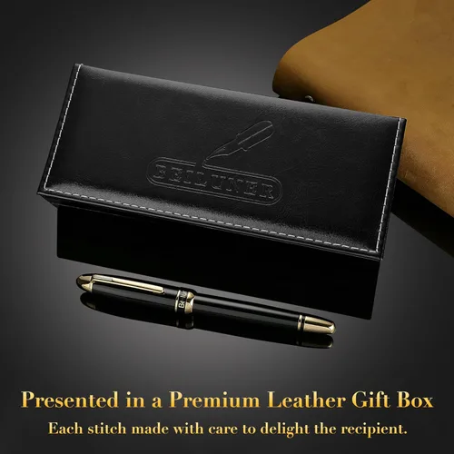 Miniatura 6 de BEILUNER Pluma Rollerball de Lujo 315, con Acabado de Oro de 24 Quilates, Laca de Piano Negro, Artesanía de Grado de Lujo, El Mejor Set de Regalo